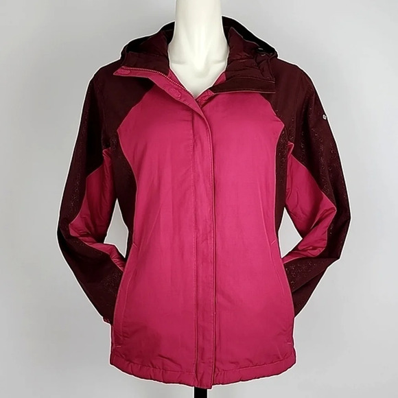 COLUMBIA Women's Omni-Shield Hooded Winter Zip Up Pink Brown Jacket Size Medium - Picture 3 of 16